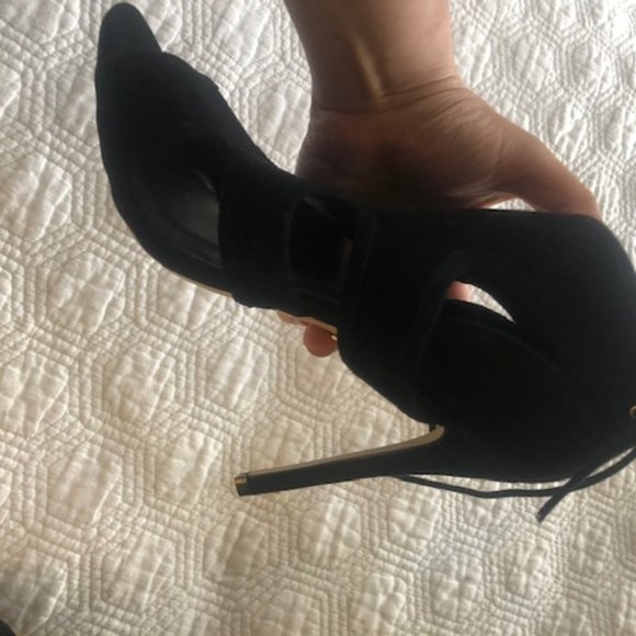 Topshop Black Suede Ankle-Tie Sandals - Picture 3 of 5